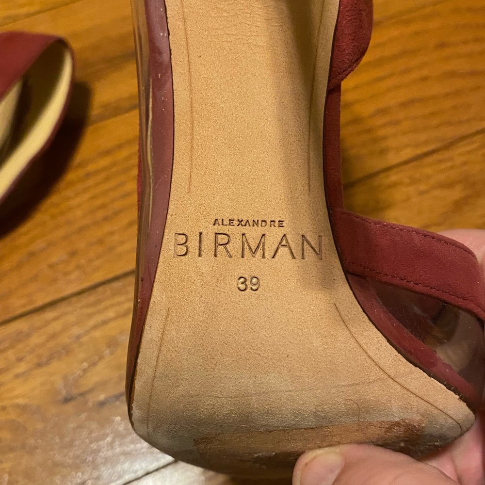 Alexandre Birman Wavee 100 Red Suede Pumps Clear Pointed Toe Stiletto Heeled 39 - Picture 6 of 6